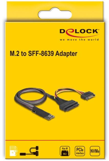 Adapter SSD Delock 62984 - U.2 (SFF-8639) do M.2 Key M (4043619629848) - obraz 3