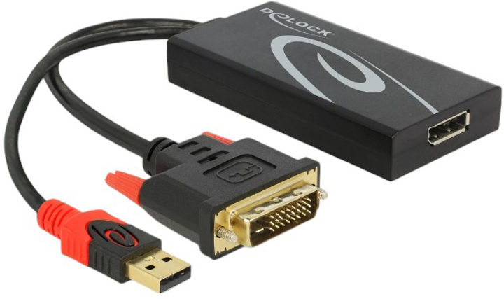 Adapter Delock DVI - DisplayPort 1.2 30 cm Black (4043619631896) - obraz 1