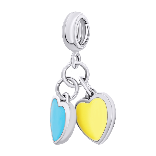 Серебряный кулон UmaUmi Украина из двух сердец, серебро 925 319583600631 - изображение 2