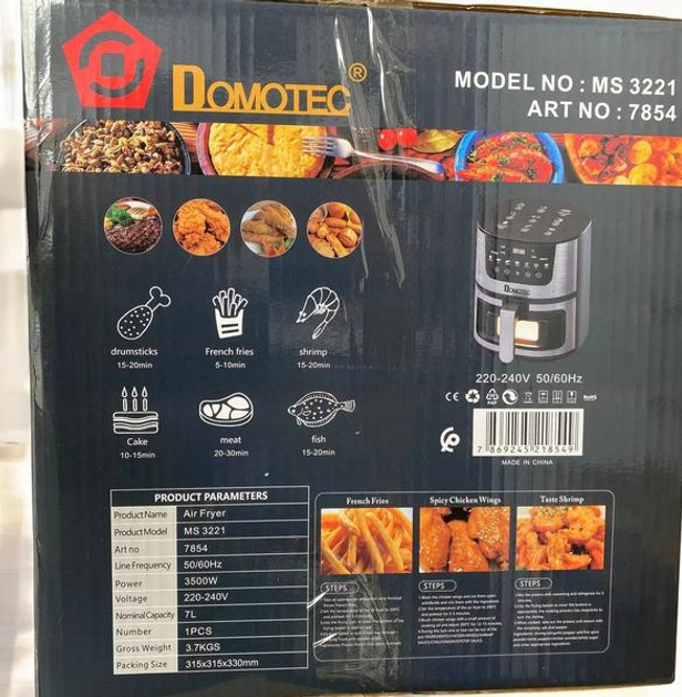 Безмасляна електрична фритюрниця 7л DOMOTEC MS-3221 7 програм 3500W - зображення 6