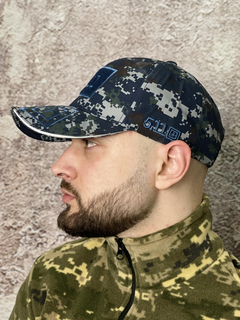 Кепка синий пиксель (голубая вышивка) One Size - изображение 9