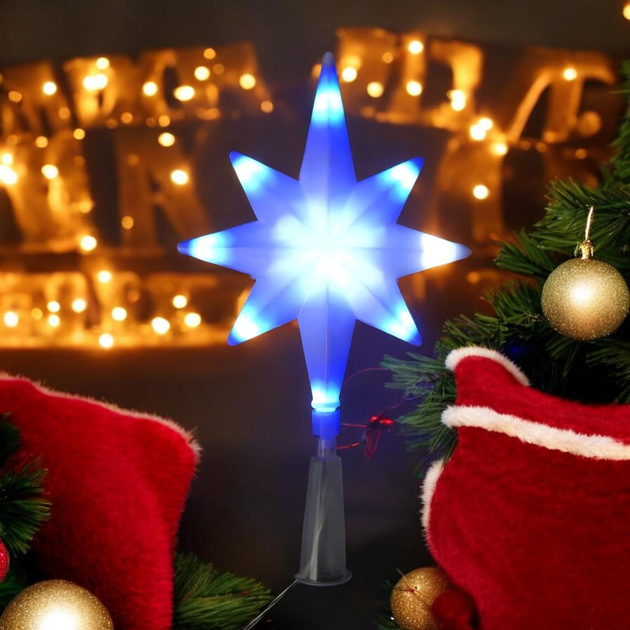 Верхушка Звезда на елку 8-угольная, 20 см, 16 LED, Синий – фото, отзывы ...