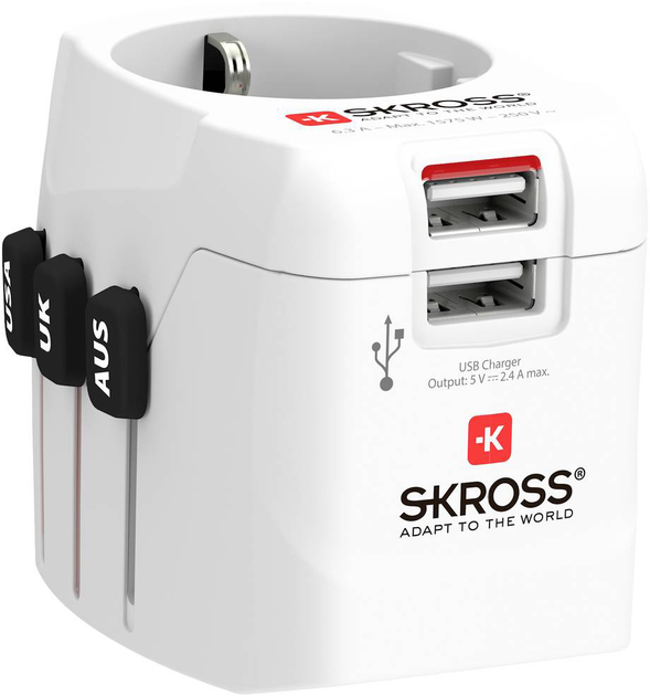 Ładowarka sieciowa  Skross Pro Light USB (2xA) World White (1302470) - obraz 1