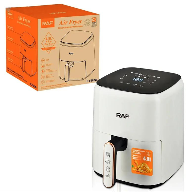 Аерофрітюрниця Air Fryer Raf R.5362 сенсорна безмасляна фритюрниця 4.8 л 1500 Вт - зображення 5
