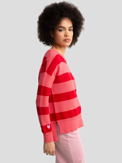 Sweter damski w paski Big Star Heartelia 601 XL Czerwony (5900714834524) - obraz 4