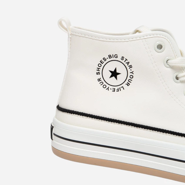 Sneakersy damskie ze skóry ekologicznej za kostkę Big Star Oo274061 101 37 Białe (5900714781712) - obraz 5