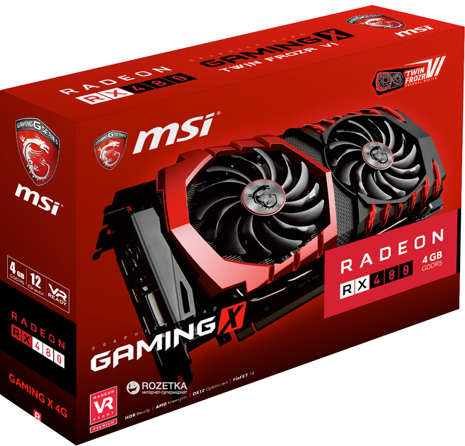 Видеокарта MSI PCI-Ex Radeon RX 480 Gaming X 4GB GDDR5 (256bit) (1303/7000)  (DVI, 2 x HDMI, 2 x DisplayPort) (RX 480 GAMING X 4G) – фото, отзывы,  характеристики в интернет-магазине ROZETKA 