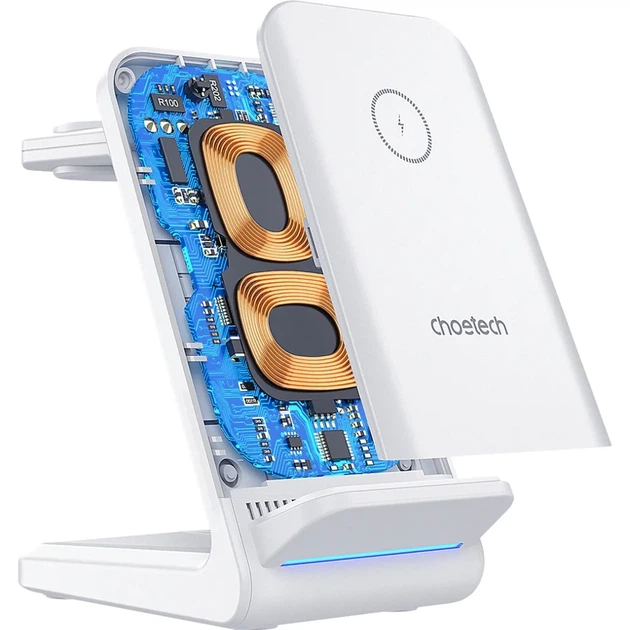 Бездротовий ЗП Choetech 15W 3 in 1 Wireless Charger Stand for Apple/Samsung Watch White (2000000264776) - Фото 3 Бездротовий ЗП Choetech 15W 3 in 1 Wireless Charger Stand for Apple/Samsung Watch White (2000000264776) - изображение 3