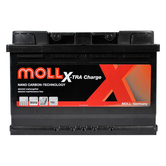 Автомобильный аккумулятор MOLL X-Tra Charge 75Ah 720A R+ 84075 - изображение 1