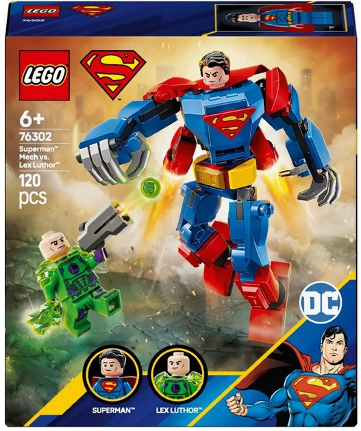 Zestaw klocków LEGO Super Heroes DC Mech Supermana kontra Lex Luthor 120 elementów (76302) - obraz 1