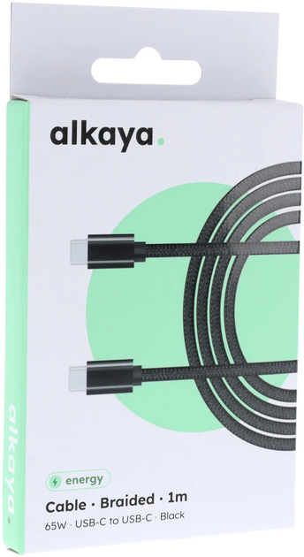 Кабель alkaya Speed Flex Braided USB-C - USB-C 65W 1M Black (CL-60002) - зображення 2