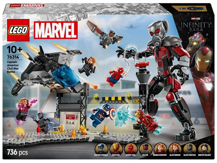 Конструктор LEGO Super Heroes Marvel Перший месник: Протистояння Пригодницька битва 736 елементів (76314) - зображення 1