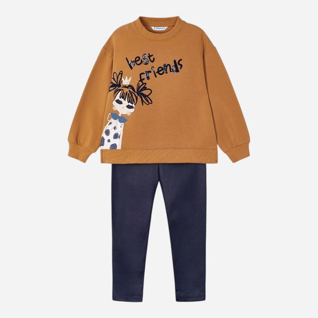 Komplet dziecięcy dla dziewczynki (bluza + legginsy) Mayoral 4.708-50 134 cm Jasnobrązowy/Czarny (8445865480307) - obraz 4
