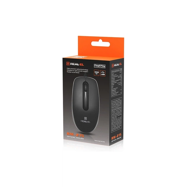 Мышка REAL-EL RM-215 USB Black/Gray (EL123200037) - изображение 2