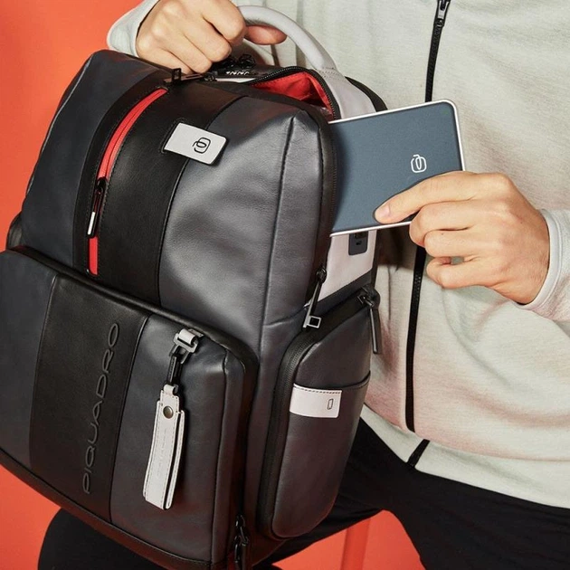 Рюкзак для ноутбука Piquadro BAGMOTIC (BM) Grey-Black CA4550UB00BM_GRN - Фото 6 Рюкзак для ноутбука Piquadro BAGMOTIC (BM) Grey-Black CA4550UB00BM_GRN - изображение 6