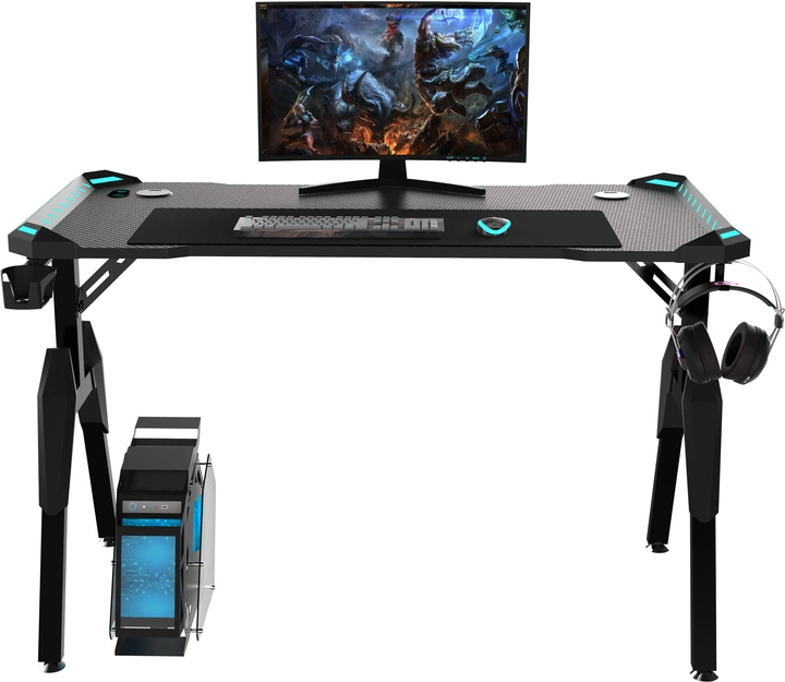 Геймерский компьютерный стол GT Racer T-1444 (140x60x73) Black - изображение 8
