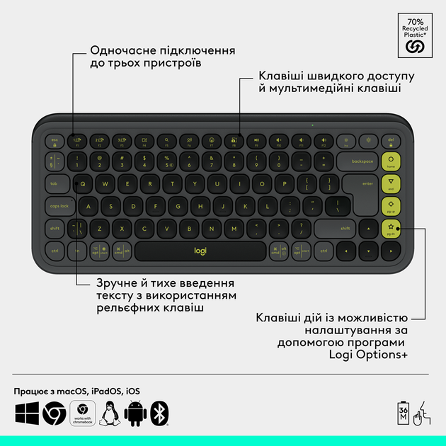 IT набір Logitech Pop Icon Combo Graphite (L920-013156) (7031714) - изображение 4