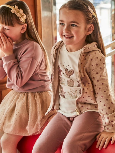 Komplet dziecięcy dla dziewczynki (bluza rozpinana + koszulka z długimi rękawami + spodnie) Mayoral 4.889-86 92 cm Kremowy/Różowy (8445865484879) - obraz 5