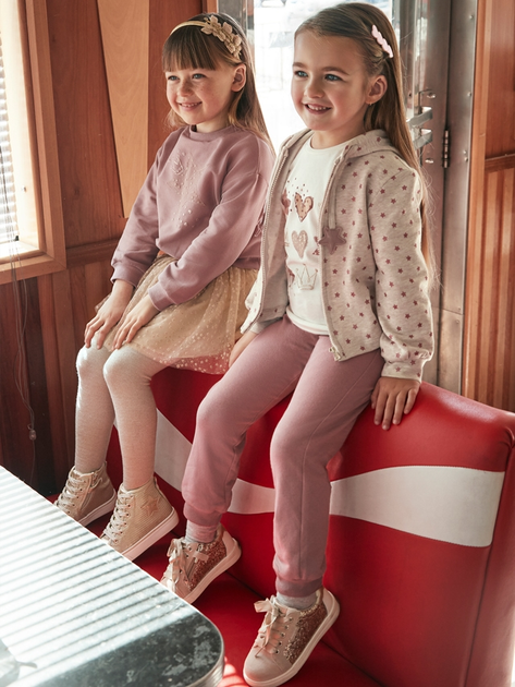 Komplet dziecięcy dla dziewczynki (bluza rozpinana + koszulka z długimi rękawami + spodnie) Mayoral 4.889-86 110 cm Kremowy/Różowy (8445865484909) - obraz 6