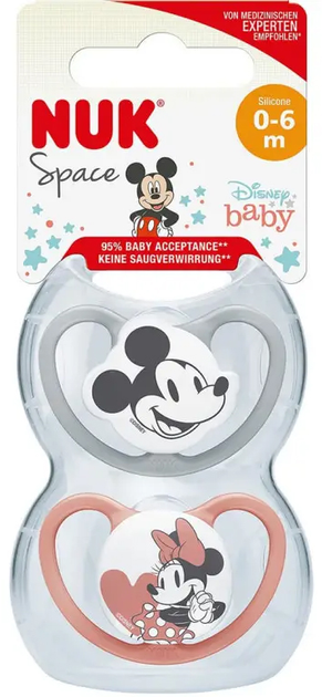 Пустушка ортодонтична Nuk Disney Mickey Mouse Space 0-6m 2 шт (4008600405726) - зображення 1