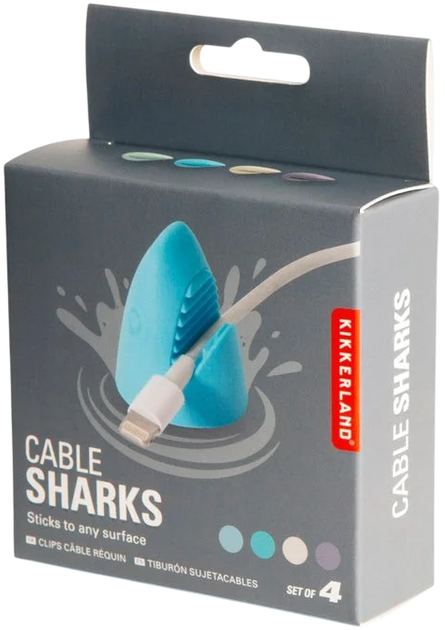 Набір тримачів кабелю Kikkerland Cable Shark 4 шт. (0612615117891) - зображення 6