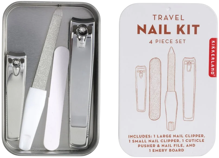 Дорожній набір Kikkerland Travel Nail Kit з металевим футляром 4 елементи (0612615092860)   - зображення 2