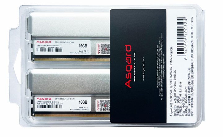 Оперативная память Asgard DDR5 UDIMM 32GB (16GBx2) 5600MT/s EXPO, XMP3.0 (VAM5US56C46AG-DHELSN) Micron Technology - изображение 1
