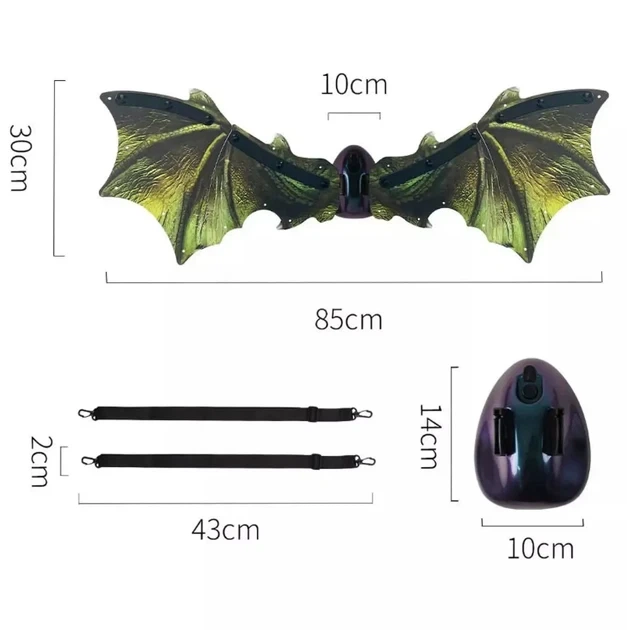 Рухомі електричні крила для дітей RIAS Shadow Angel №622 з підсвічуванням Black-Green (3_05814) - Фото 3 Рухомі електричні крила для дітей RIAS Shadow Angel №622 з підсвічуванням Black-Green (3_05814) - зображення 3