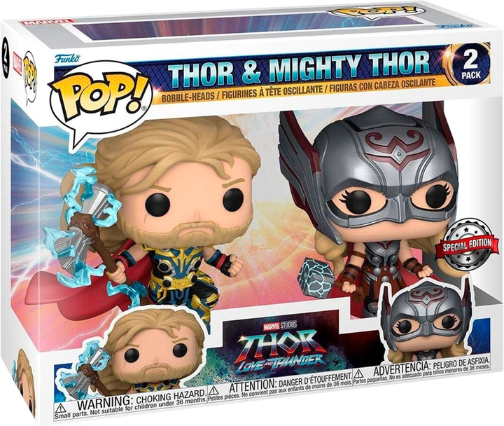 Zestaw figurek Funko Pop! Marvel Studio Thor Love and Thunder Thor and Mighty Thor Exclusive 10 cm 2 szt (889698631761) - obraz 1