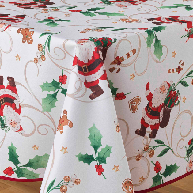 Святкова скатертина Douceur d'interieur Noel з принтом біла 150 x 240 см (3574387231380)  - зображення 4