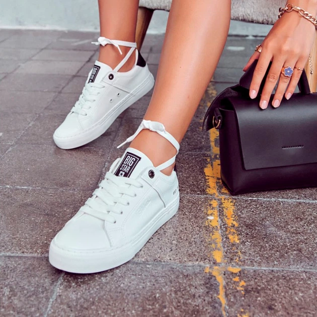 Tenisówki damskie z eko skóry do kostki Big Star JJ274211 39 Biały/Czarny (5900714488185) - obraz 3