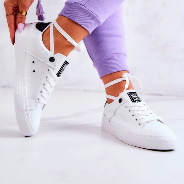 Tenisówki damskie z eko skóry do kostki Big Star JJ274211 39 Biały/Czarny (5900714488185) - obraz 6