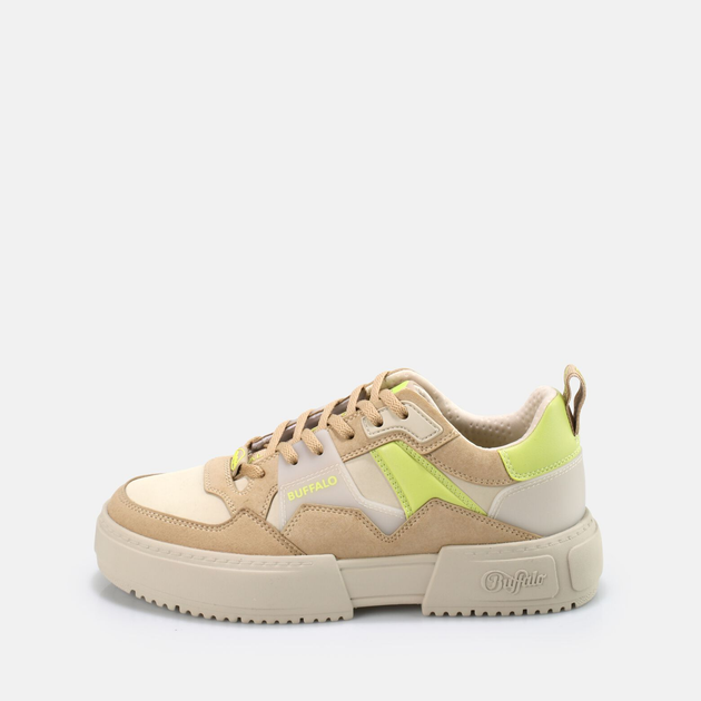 Sneakersy damskie z eko skóry Buffalo Calzature 1630728 36 Beżowy/Limonkowy (4061516571138) - obraz 3