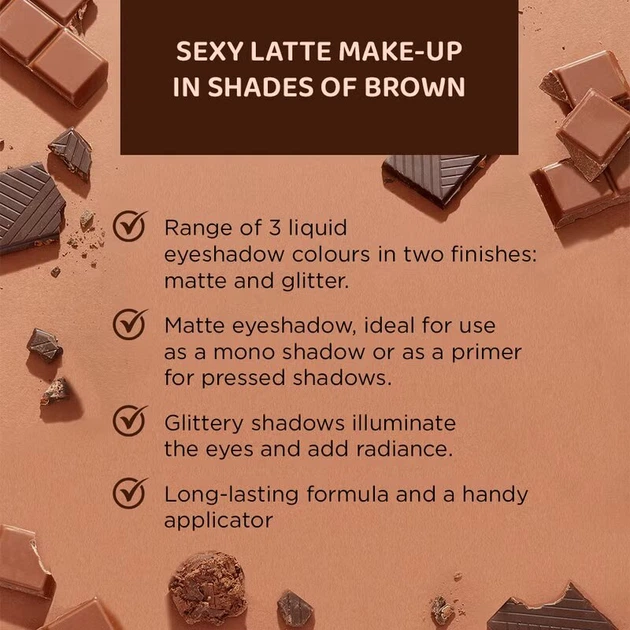 Cień do powiek w płynie Eveline Choco Glamour Cocoa Extract brokatowy №04 shimmering 6.5 ml (5903416058984) - obraz 4