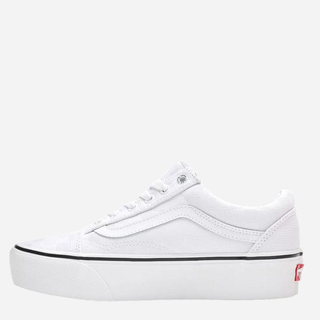 Жіночі кеди низькі Vans Old Skool Platform Tonal Checkerboard VN0A3B3U42B 40.5 Білі (194902658114) - зображення 4