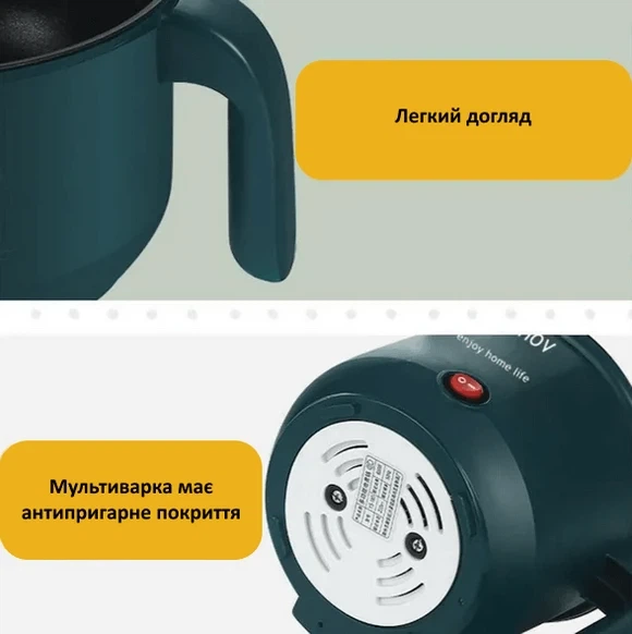Электрическая рисоварка с антипригарным покрытием Rice Cooker 600 Вт Зеленая - изображение 5