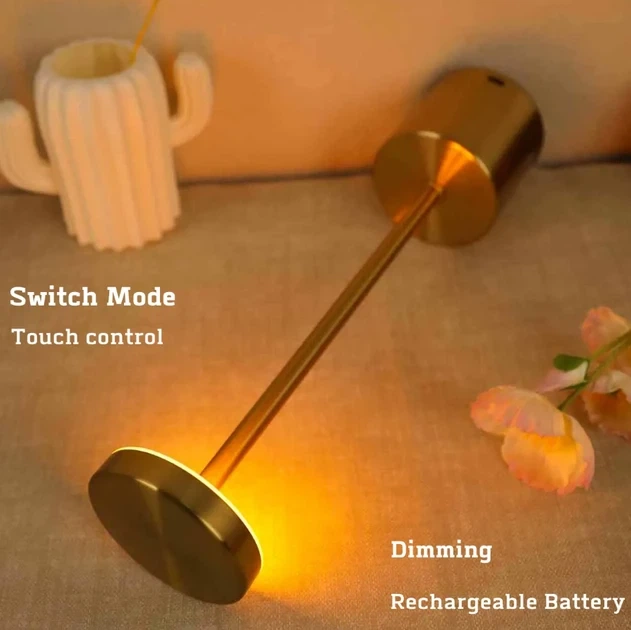 Светодиодная настольная лампа с сенсорным управлением на аккумуляторе Tablelamp Gold 3 режима подсветки - Фото 2 Светодиодная настольная лампа с сенсорным управлением на аккумуляторе Tablelamp Gold 3 режима подсветки - изображение 2