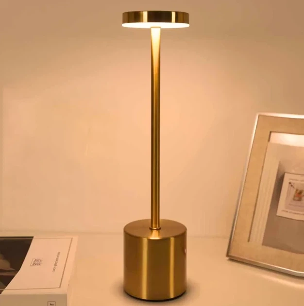 Светодиодная настольная лампа с сенсорным управлением на аккумуляторе Tablelamp Gold 3 режима подсветки - Фото 3 Светодиодная настольная лампа с сенсорным управлением на аккумуляторе Tablelamp Gold 3 режима подсветки - изображение 3
