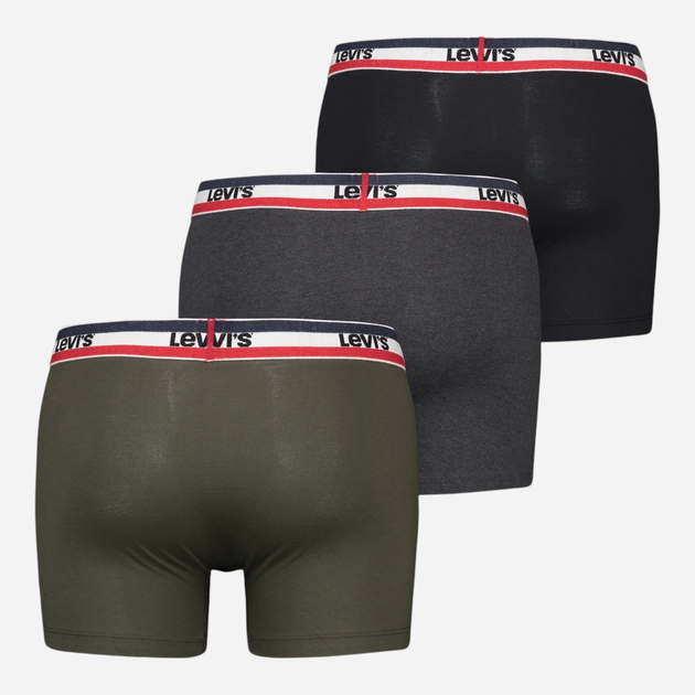 Набір трусів-боксерів чоловічих бавовняних Levi's Logo Boxer Brief 3P 100002870-009 XL 3 шт Хакі (8720245437530) - зображення 2