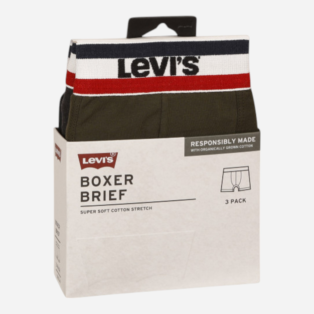 Zestaw majtek męskich typu bokserki bawełnianych 3 szt Levi's Logo Boxer Brief 3P 100002870-009 XL Khaki (8720245437530) - obraz 11