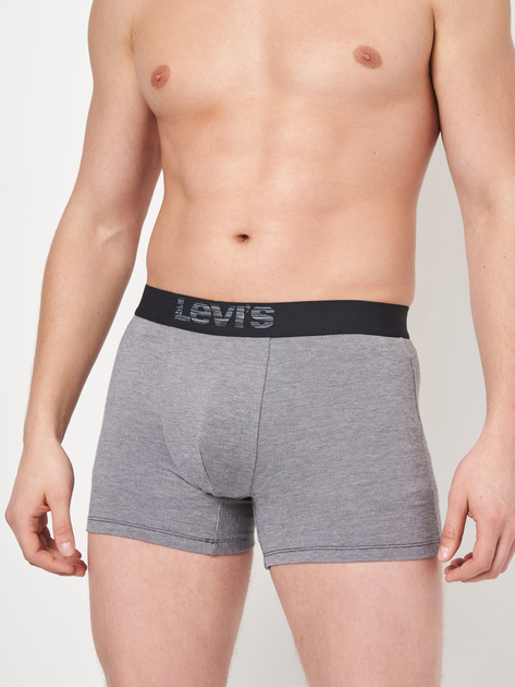 Zestaw majtek męskich typu bokserki bawełnianych 2 szt Levi's Opt Ill Boxer Brief Org Co 701203921-007 M Szary/Czarny (8720245183635) - obraz 4