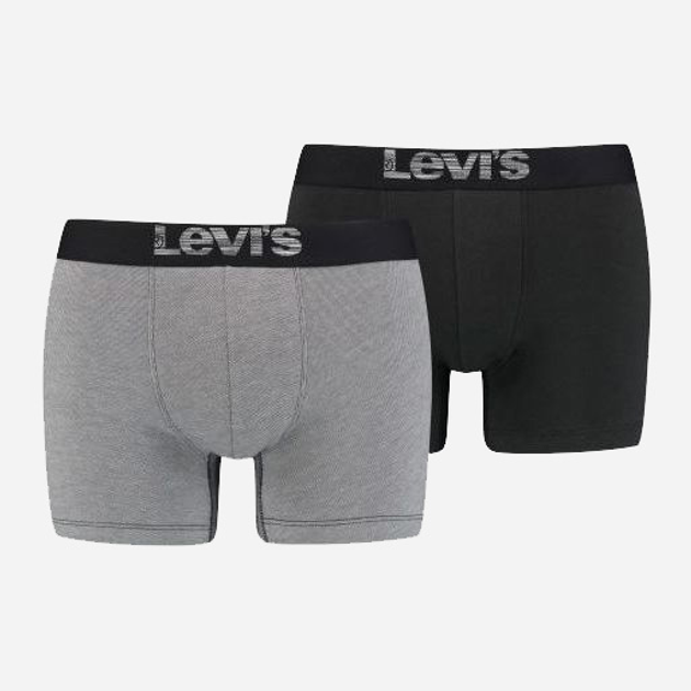 Набір трусів-боксерів чоловічих бавовняних Levi's Opt Ill Boxer Brief Org Co 701203921-007 XL 2 шт Сірий/Чорний (8720245183659) - зображення 1