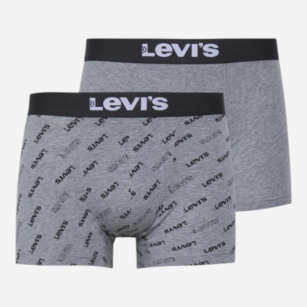 Набір трусів-боксерів чоловічих бавовняних Levi's Logo Aop Boxer Brief Org Co 701227428-002 L 2 шт Сірий (8720245581592) - зображення 1