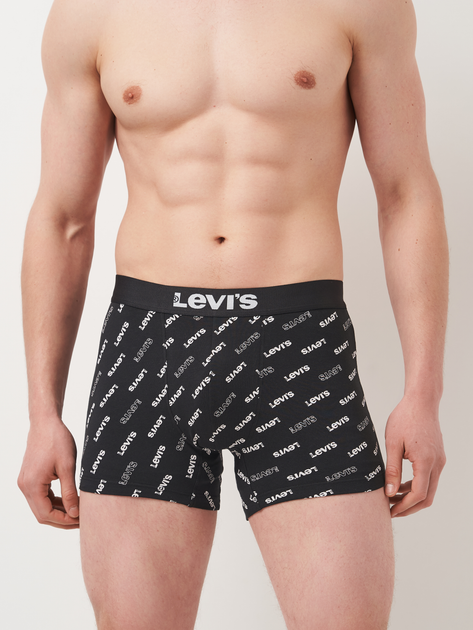 Набір трусів-боксерів чоловічих бавовняних Levi's Logo Aop Boxer Brief Org Co 701227428-003 L 2 шт Чорний (8720245581646) - зображення 3