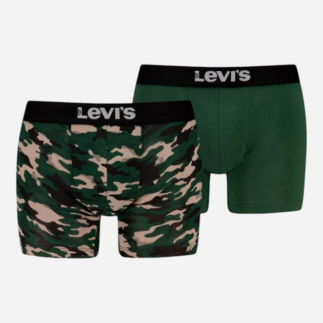 Набір трусів-боксерів чоловічих бавовняних Levi's Camo Aop Boxer Brief 2P 701229542-001 XL 2 шт Чорний/Зелений (8720245656238) - зображення 1