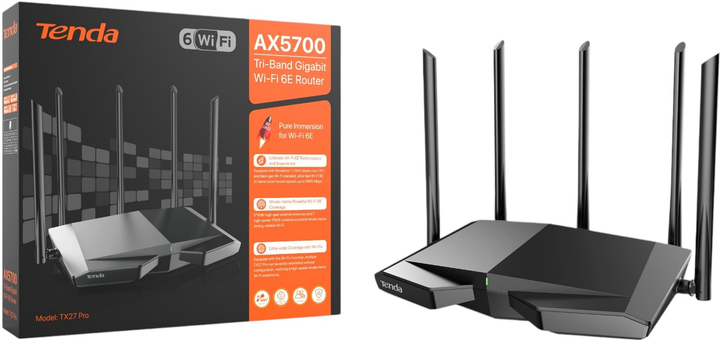 Маршрутизатор Tenda TX27 Pro Wi-Fi 6E Black (TX27 PRO) - зображення 4