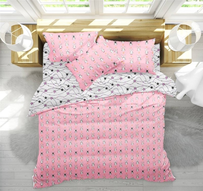 Акція на Наволочка MirSon Бязь 17-0528 Bunnies pink 50 x 70 см від Rozetka