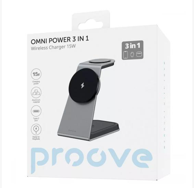Беспроводное ЗУ Proove Omni Power 3 in 1 Grey - зображення 2