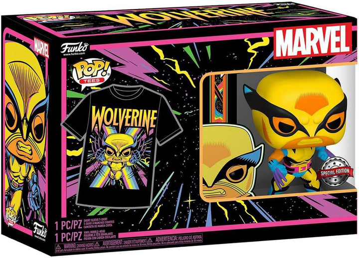 Подарунковий набір Funko Pop! & Tee Marvel Wolverine Black Light Фігурка 9 см + Футболка Розмір S (889698551397) - зображення 1