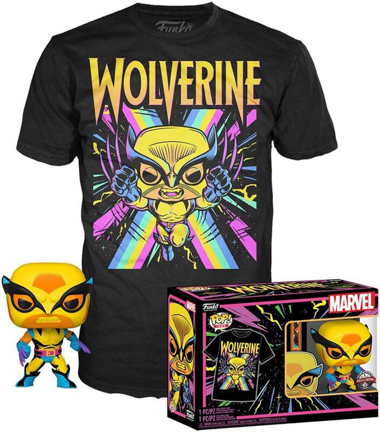 Подарунковий набір Funko Pop! & Tee Marvel Wolverine Black Light Фігурка 9 см + Футболка Розмір XL (889698551427) - зображення 2